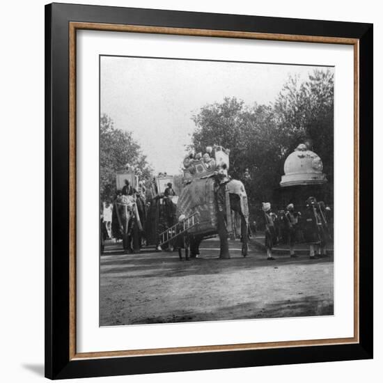 A Punjabi Princess in an Elephant Procession, Delhi, India, 1900s-H & Son Hands-Framed Giclee Print