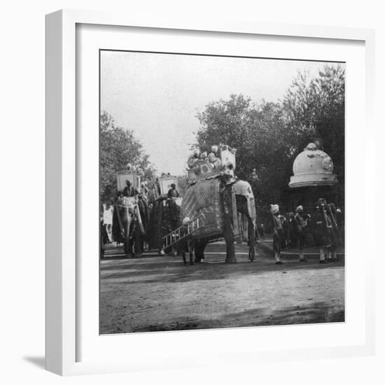 A Punjabi Princess in an Elephant Procession, Delhi, India, 1900s-H & Son Hands-Framed Giclee Print