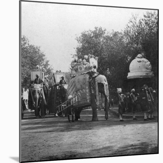 A Punjabi Princess in an Elephant Procession, Delhi, India, 1900s-H & Son Hands-Mounted Giclee Print