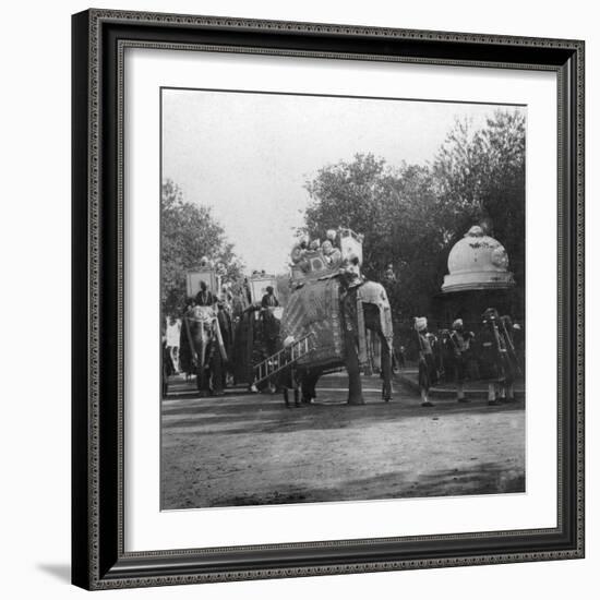 A Punjabi Princess in an Elephant Procession, Delhi, India, 1900s-H & Son Hands-Framed Giclee Print