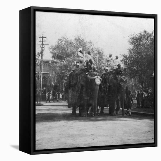 A Punjabi Princess Riding an Elephant in a Procession, Delhi, India, 1900s-H & Son Hands-Framed Premier Image Canvas