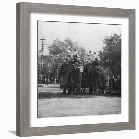 A Punjabi Princess Riding an Elephant in a Procession, Delhi, India, 1900s-H & Son Hands-Framed Giclee Print