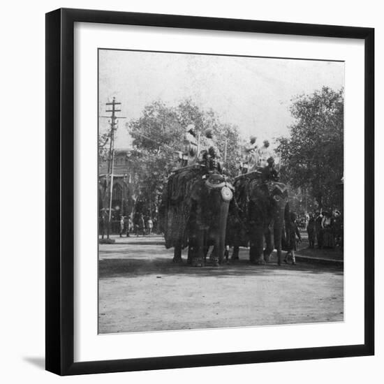 A Punjabi Princess Riding an Elephant in a Procession, Delhi, India, 1900s-H & Son Hands-Framed Giclee Print