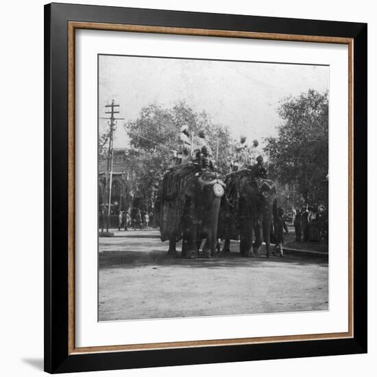 A Punjabi Princess Riding an Elephant in a Procession, Delhi, India, 1900s-H & Son Hands-Framed Giclee Print