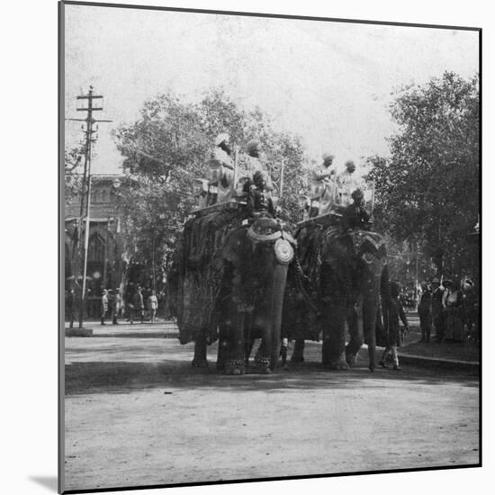 A Punjabi Princess Riding an Elephant in a Procession, Delhi, India, 1900s-H & Son Hands-Mounted Giclee Print