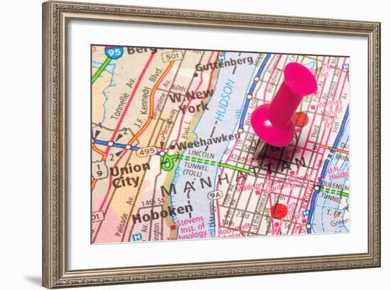 A Push Pin In New York-robeo-Framed Premium Giclee Print