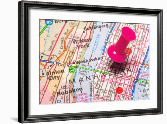 A Push Pin In New York-robeo-Framed Art Print