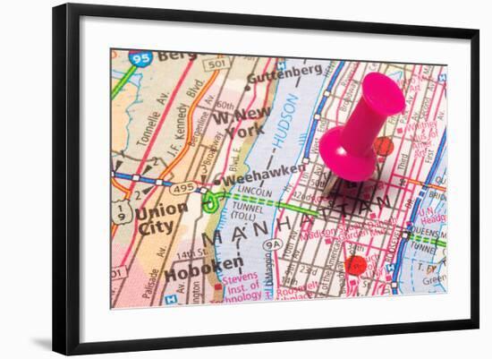 A Push Pin In New York-robeo-Framed Art Print