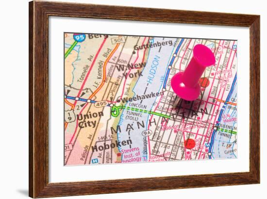 A Push Pin In New York-robeo-Framed Art Print