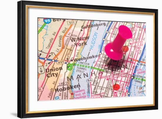 A Push Pin In New York-robeo-Framed Art Print