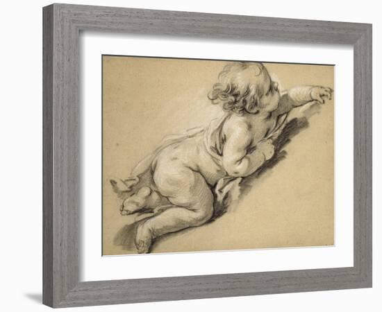 A Putto Reclining to Right-Francois Boucher-Framed Giclee Print