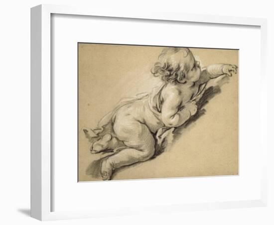 A Putto Reclining to Right-Francois Boucher-Framed Giclee Print