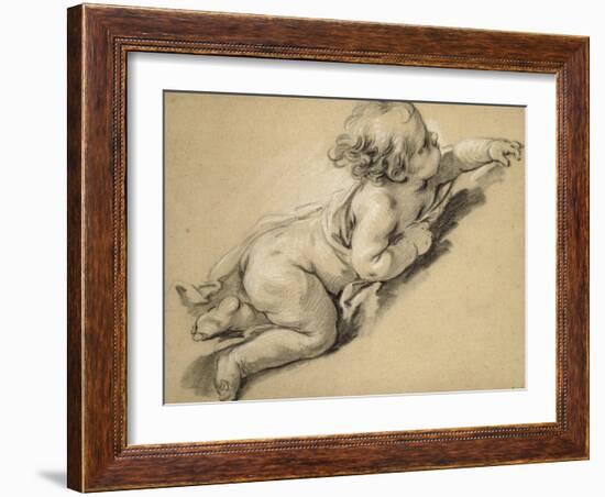 A Putto Reclining to Right-Francois Boucher-Framed Giclee Print