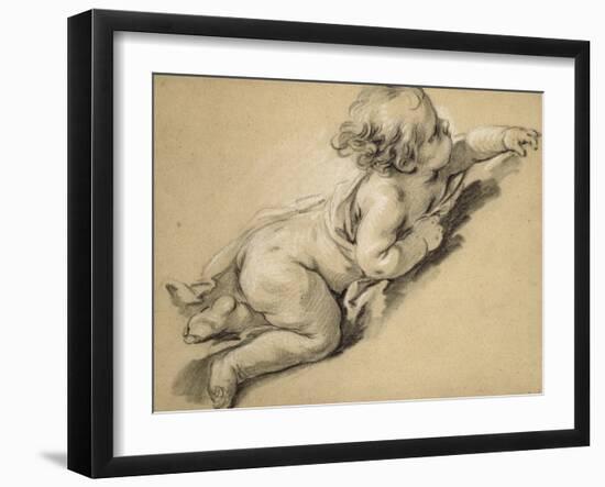 A Putto Reclining to Right-Francois Boucher-Framed Giclee Print