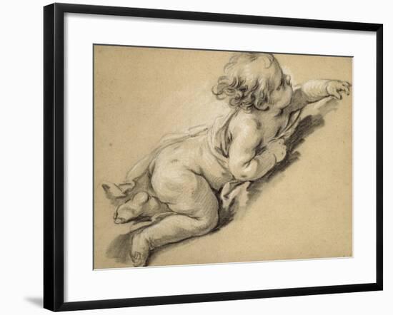 A Putto Reclining to Right-Francois Boucher-Framed Giclee Print