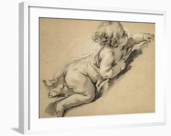 A Putto Reclining to Right-Francois Boucher-Framed Giclee Print