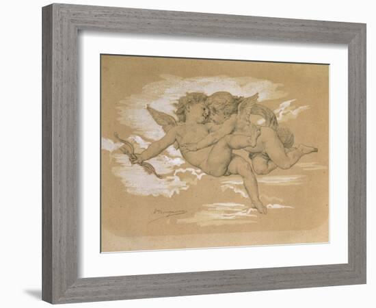 A Putto Trying to Steal Cupid's Arrows-William Adolphe Bouguereau-Framed Giclee Print