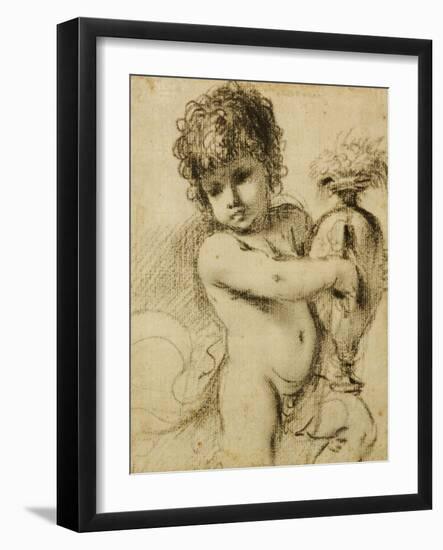 A Putto with a Vase-Guercino (Giovanni Francesco Barbieri)-Framed Giclee Print