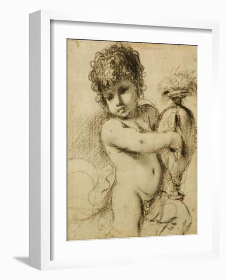 A Putto with a Vase-Guercino (Giovanni Francesco Barbieri)-Framed Giclee Print