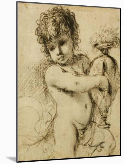 A Putto with a Vase-Guercino (Giovanni Francesco Barbieri)-Mounted Giclee Print