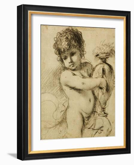 A Putto with a Vase-Guercino (Giovanni Francesco Barbieri)-Framed Giclee Print