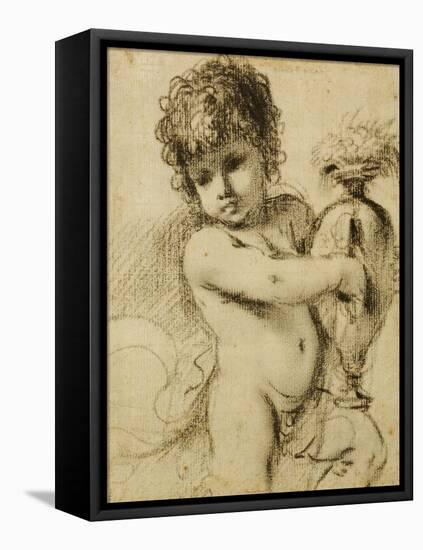 A Putto with a Vase-Guercino (Giovanni Francesco Barbieri)-Framed Premier Image Canvas