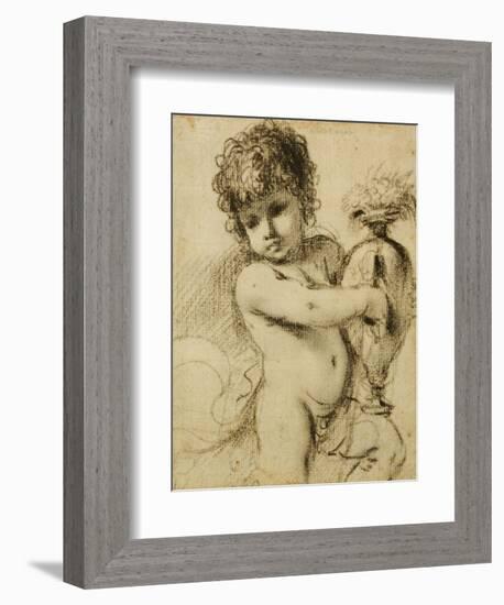 A Putto with a Vase-Guercino (Giovanni Francesco Barbieri)-Framed Giclee Print