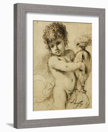 A Putto with a Vase-Guercino (Giovanni Francesco Barbieri)-Framed Giclee Print