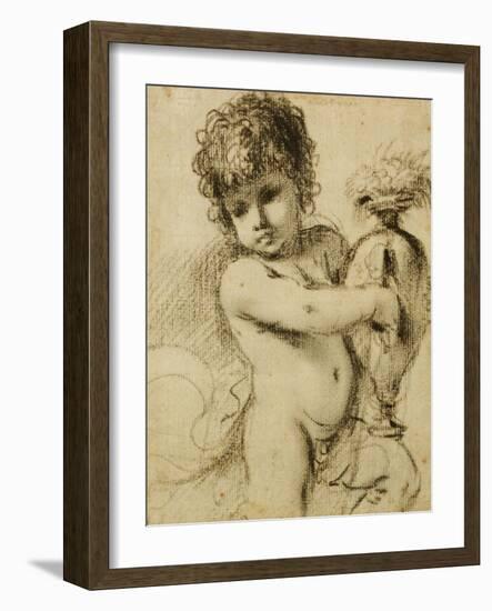 A Putto with a Vase-Guercino (Giovanni Francesco Barbieri)-Framed Giclee Print