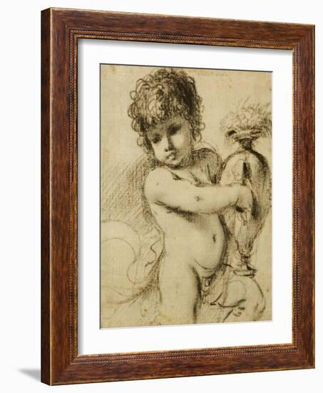 A Putto with a Vase-Guercino (Giovanni Francesco Barbieri)-Framed Giclee Print