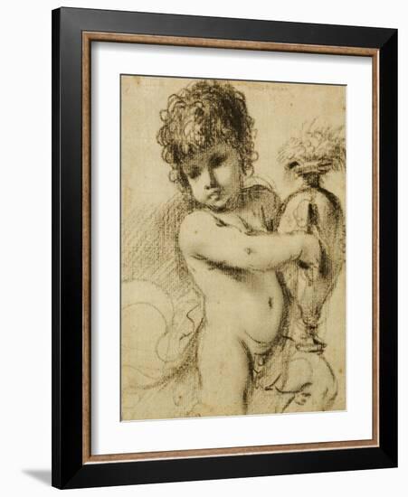 A Putto with a Vase-Guercino (Giovanni Francesco Barbieri)-Framed Giclee Print