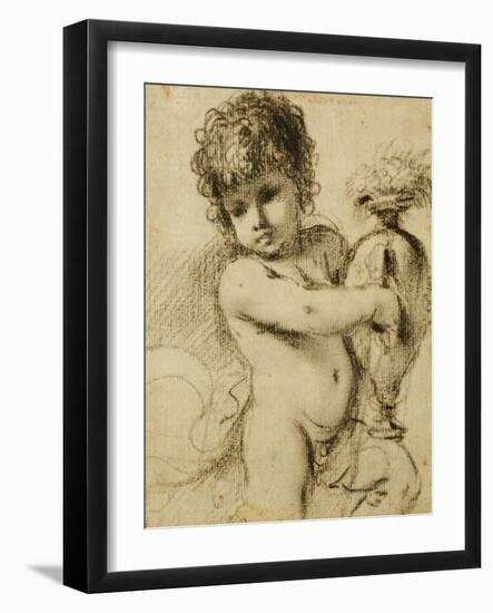 A Putto with a Vase-Guercino (Giovanni Francesco Barbieri)-Framed Giclee Print