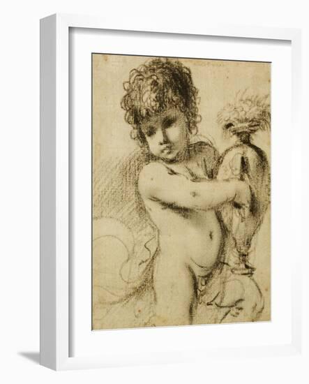 A Putto with a Vase-Guercino (Giovanni Francesco Barbieri)-Framed Giclee Print