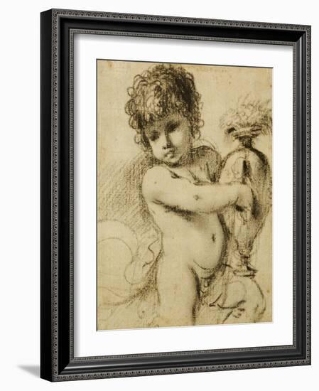 A Putto with a Vase-Guercino (Giovanni Francesco Barbieri)-Framed Giclee Print