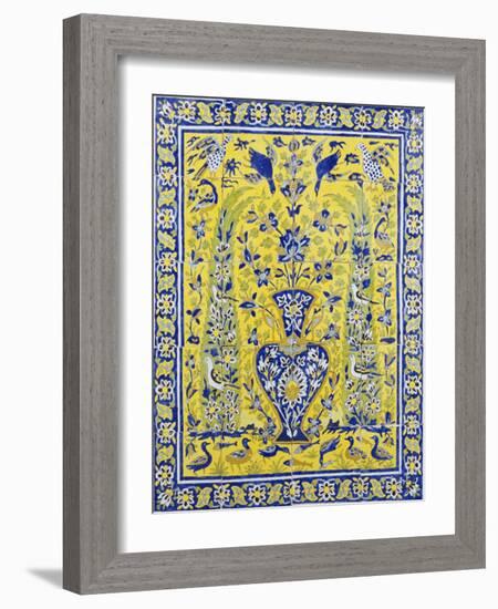 A Qajar Cuerda Seca Tile Panel-null-Framed Giclee Print