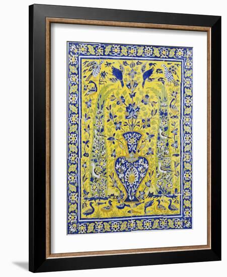 A Qajar Cuerda Seca Tile Panel-null-Framed Giclee Print