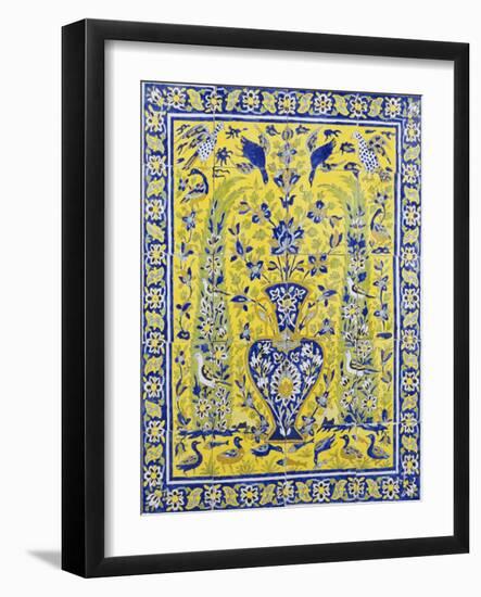 A Qajar Cuerda Seca Tile Panel-null-Framed Giclee Print