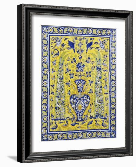 A Qajar Cuerda Seca Tile Panel-null-Framed Giclee Print