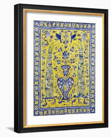 A Qajar Cuerda Seca Tile Panel-null-Framed Giclee Print