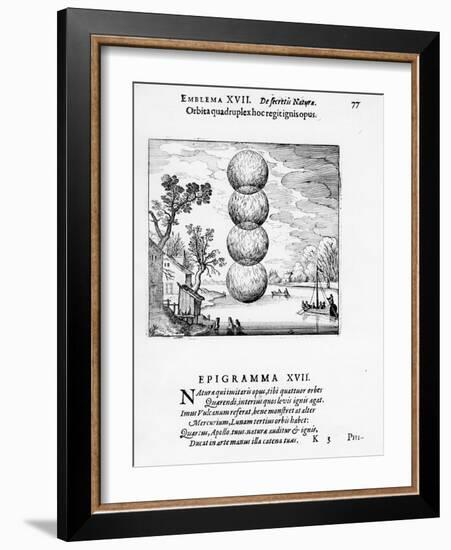 A Quadruple Wheel Rules This Fiery Work', Emblem Xvii from 'Atlanta Fugiens' by Michael Maier, 1617-German-Framed Giclee Print