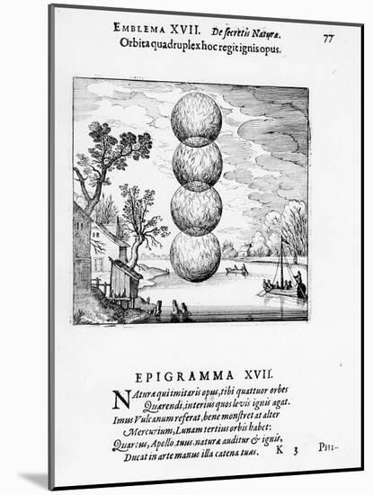 A Quadruple Wheel Rules This Fiery Work', Emblem Xvii from 'Atlanta Fugiens' by Michael Maier, 1617-German-Mounted Giclee Print