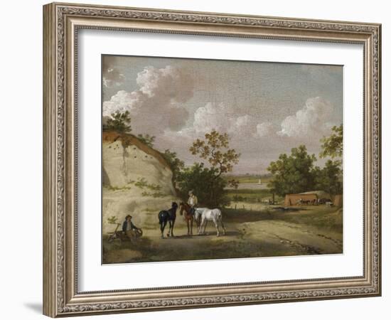 A Quarry Scene with Figures-Julius Caesar Ibbetson-Framed Giclee Print