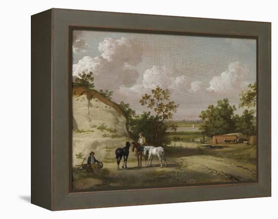 A Quarry Scene with Figures-Julius Caesar Ibbetson-Framed Premier Image Canvas