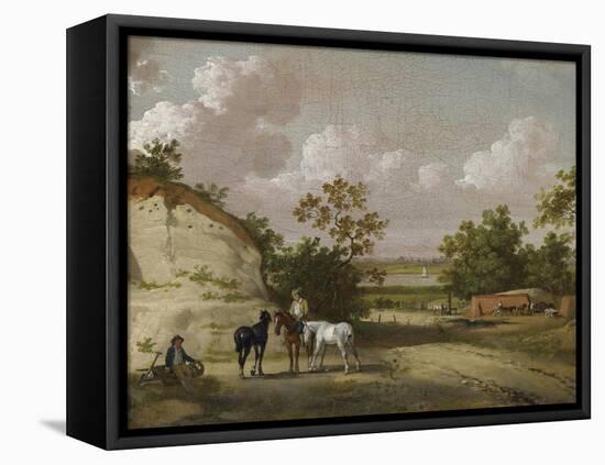 A Quarry Scene with Figures-Julius Caesar Ibbetson-Framed Premier Image Canvas