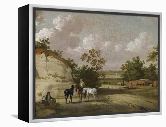 A Quarry Scene with Figures-Julius Caesar Ibbetson-Framed Premier Image Canvas