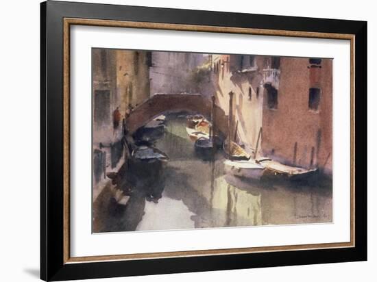 A Quiet Canal in Venice, 1990-Trevor Chamberlain-Framed Giclee Print