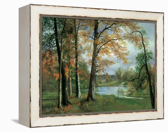 A Quiet Pond-Albert Bierstadt-Framed Stretched Canvas