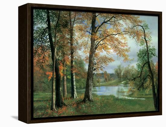 A Quiet Pond-Albert Bierstadt-Framed Stretched Canvas