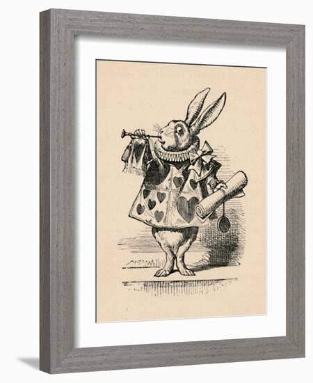 'A Rabbit as court official blowing a trumpet for an announcement', 1889-John Tenniel-Framed Giclee Print