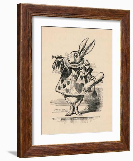 'A Rabbit as court official blowing a trumpet for an announcement', 1889-John Tenniel-Framed Giclee Print